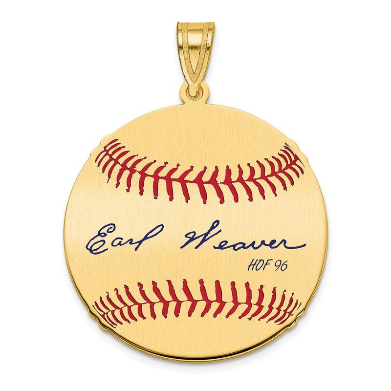 14k Gold Plated Earl Weaver Signature Md Enamel Baseball Pendant